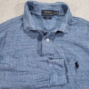 Polo Ralph Lauren Mens Medium Slim Fit Blue Long Sleeve Polo